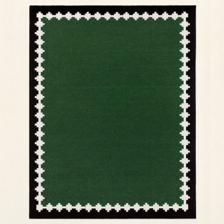 Handmade Green Cotton Minimalist Dhurrie For Living Room
